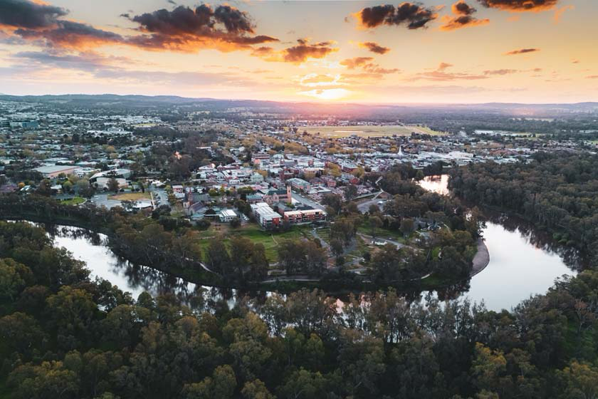 River and town landscape